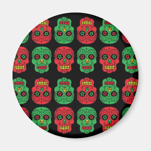 Xmas Sugar Skulls Magnet (Front)
