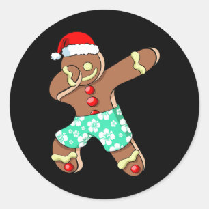 Xmas Summer Boy Dabbing Gingerbread Man Christmas Classic Round Sticker