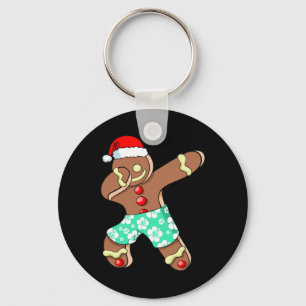 Xmas Summer Boy Dabbing Gingerbread Man Christmas Key Ring