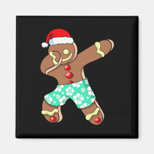Xmas Summer Boy Dabbing Gingerbread Man Christmas Magnet
