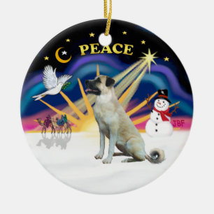 Xmas Sunrise - Anatolian Shepherd - black mask Ceramic Tree Decoration