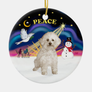 Xmas Sunrise - Bichon Frise 9 Ceramic Ornament