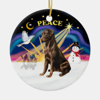 Xmas Sunrise - Chocolate Labrador Ceramic Ornament
