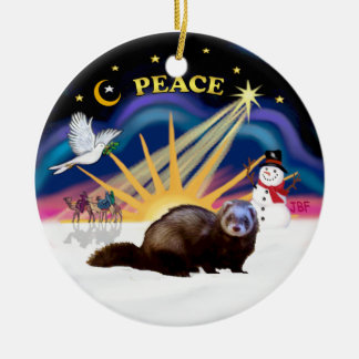 Xmas Sunrise - Ferret 2 Ceramic Ornament
