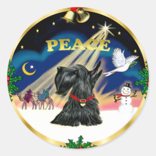 Xmas Sunrise (R) - Scottish Terrier Classic Round Sticker