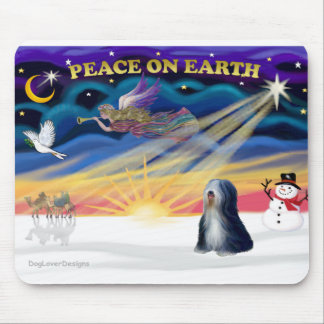 Xmas Sunrise - Tibetan Terrier (BW) Mouse Pad