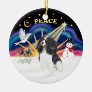 Xmas Sunrise - Tri Colour Cavalier Ceramic Tree Decoration