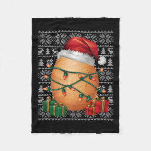 Xmas Sweater Style Ugly Fast Food Egg Christmas Fleece Blanket