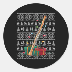 Xmas Sweater Style Ugly Musical Flute Christmas Classic Round Sticker