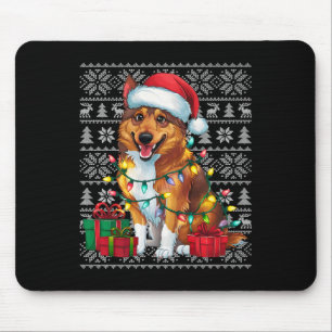 Xmas Sweater Style Ugly Norwegian Elkhound Dog Chr Mouse Pad