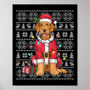 Xmas Sweater Style Ugly Santa Airedale Terrier Dog Poster