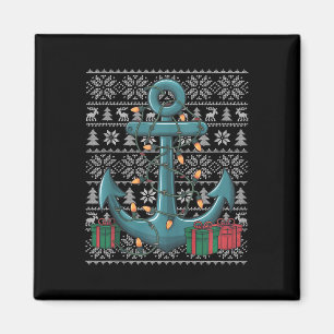 Xmas Sweater Style Ugly Santa Boat Anchor Christma Magnet