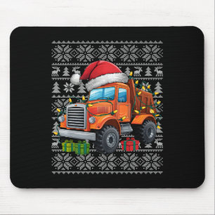 Xmas Sweater Style Ugly Santa Construction Truck C Mouse Pad