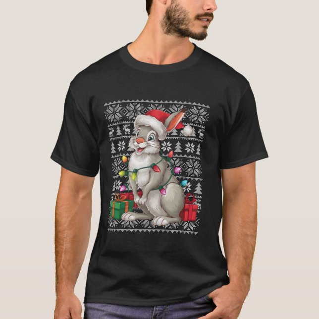 Xmas Sweater Style Ugly Santa Hat Arctic Hare Chri (Front)