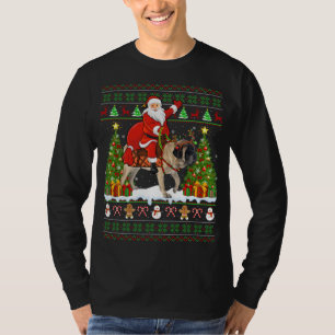 Xmas Sweater Ugly Santa Riding English Mastiff Dog