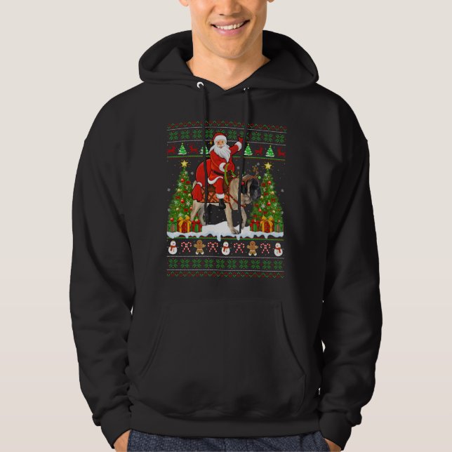 Xmas Sweater Ugly Santa Riding English Mastiff Dog (Front)