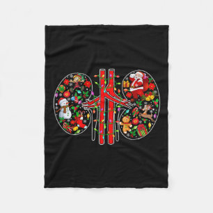 Xmas Symbols Santa Elf Kidneys Shape Dialysis Tech Fleece Blanket