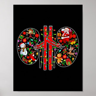 Xmas Symbols Santa Elf Kidneys Shape Dialysis Tech Poster