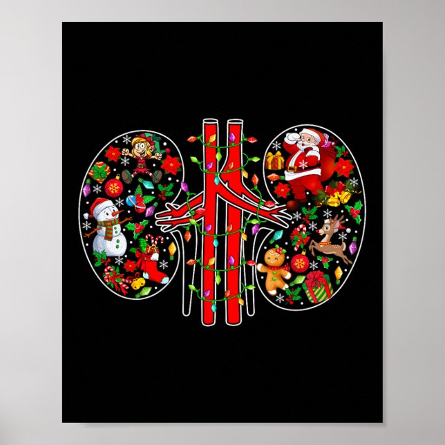 Xmas Symbols Santa Elf Kidneys Shape Dialysis Tech Poster (Front)