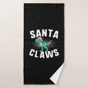 Xmas T-Rex Christmas Santa Claws Bath Towel