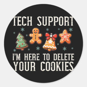 Xmas Tech Support Christmas Cookies Women Men Classic Round Sticker