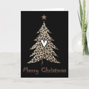 Xmas Tee Leopard Print Christmas Tree For Animal L Card