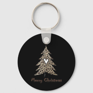 Xmas Tee Leopard Print Christmas Tree For Animal L Key Ring