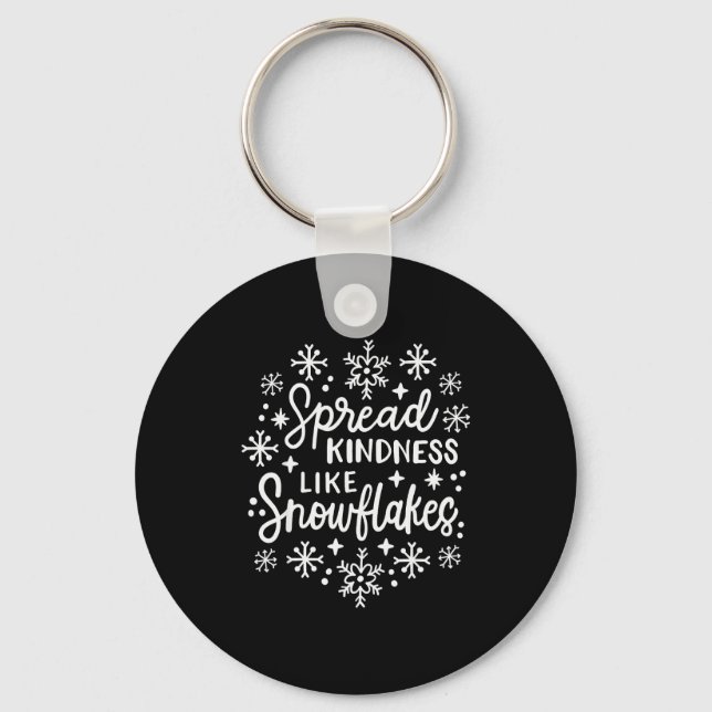Xmas Themed Spread Kindness Like Snowflakes Merry  Key Ring (Front)