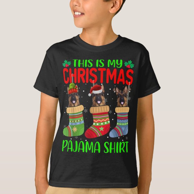 Xmas This Is My Christmas Pajama German Shepherd D T-Shirt (Front)