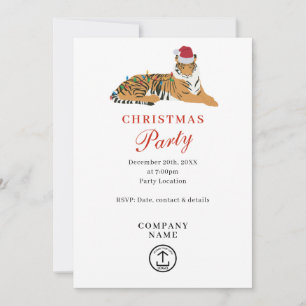 Xmas Tiger Corporate Business Christmas Party  Invitation