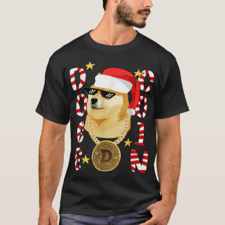 Xmas Tough Doge Gansta Crypto Christmas Santa Hat  T-Shirt