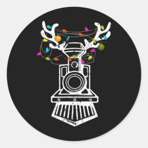Xmas Train Reindeer Christmas Railroad Classic Round Sticker