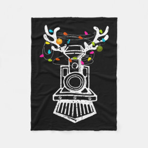 Xmas Train Reindeer Christmas Railroad Fleece Blanket