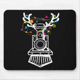 Xmas Train Reindeer Christmas Railroad Mouse Pad
