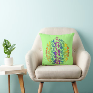 Xmas - Tree- Ball with Christmas Icons 1 Cushion
