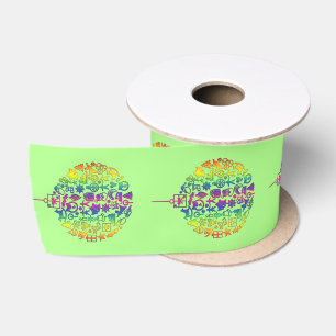 Xmas - Tree- Ball with Christmas Icons 1 Satin Ribbon