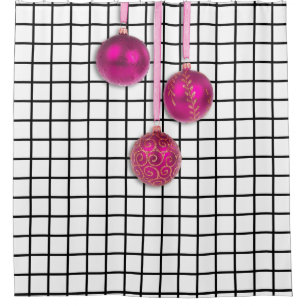 Xmas Tree Baubles pink + your ideas Shower Curtain