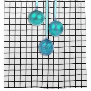 Xmas Tree Baubles turquoise blue + your ideas Shower Curtain