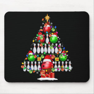Xmas Tree Bowling Xmas Lights Santa Bowling Ball P Mouse Pad