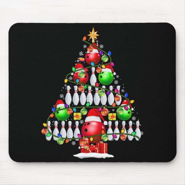 Xmas Tree Bowling Xmas Lights Santa Bowling Ball P Mouse Pad (Front)