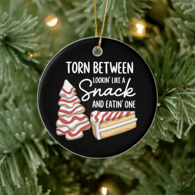 Xmas Tree Cake Torn Between Looking' Like a Snack  Ceramic Ornament (Tree)