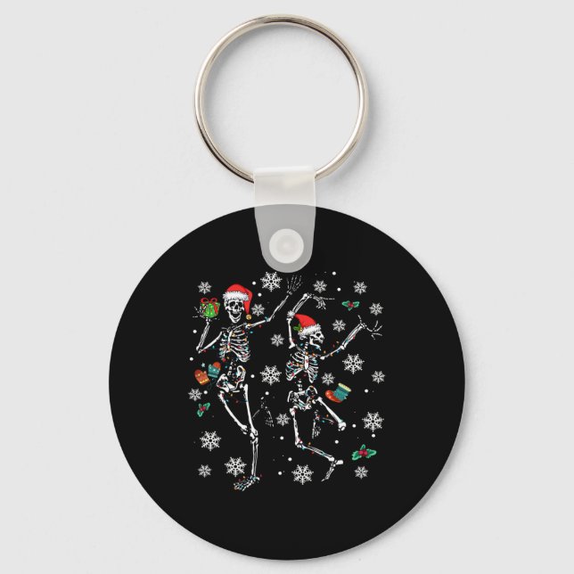 Xmas Tree Christmas Lights Christmas Skeleton Danc Key Ring (Front)