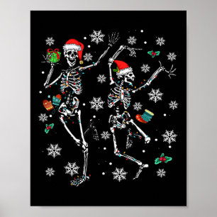 Xmas Tree Christmas Lights Christmas Skeleton Danc Poster