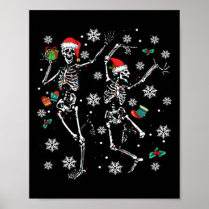 Xmas Tree Christmas Lights Christmas Skeleton Danc Poster