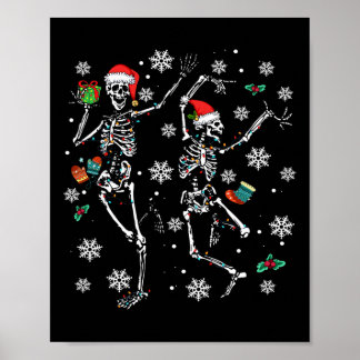Xmas Tree Christmas Lights Christmas Skeleton Danc Poster