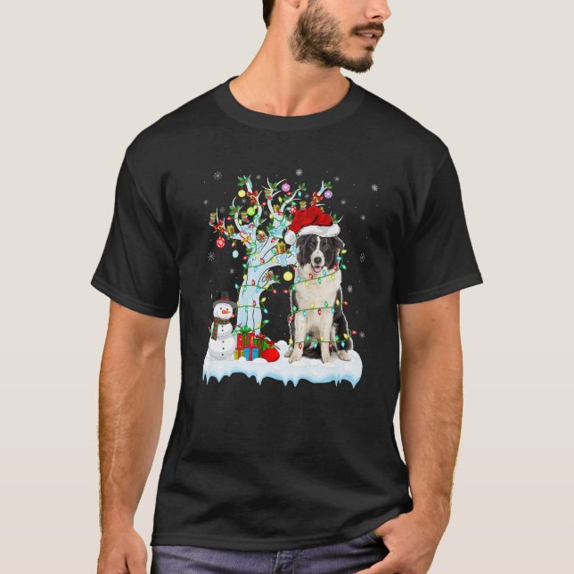 Xmas Tree Decoration Light Australian Shepherd Dog T-Shirt (Front)