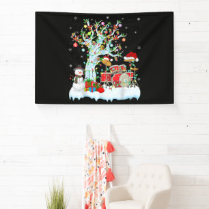 Xmas Tree Decoration Lights Musical Drum Christmas Banner