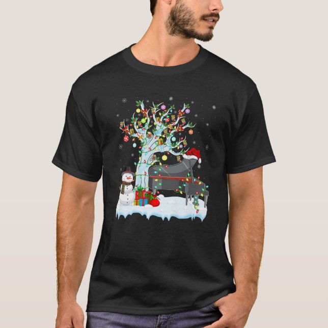 Xmas Tree Decoration Lights Musical Piano Christma T-Shirt (Front)