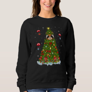 Xmas Tree Decorations Lights Santa Chipmunk Christ Sweatshirt