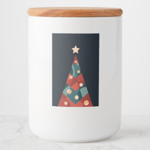Xmas tree design, red blue abstract retro food label
